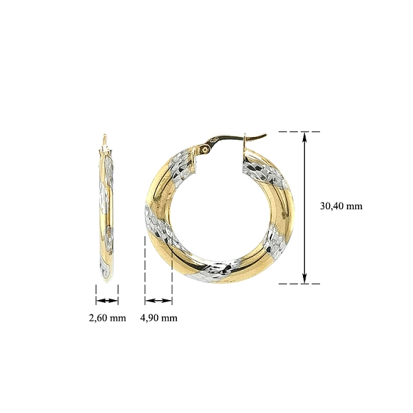 Round Earrings made of Combination Gold