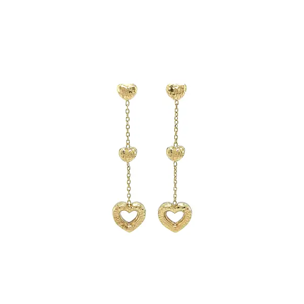 Gold Hanging Earrings Hearts