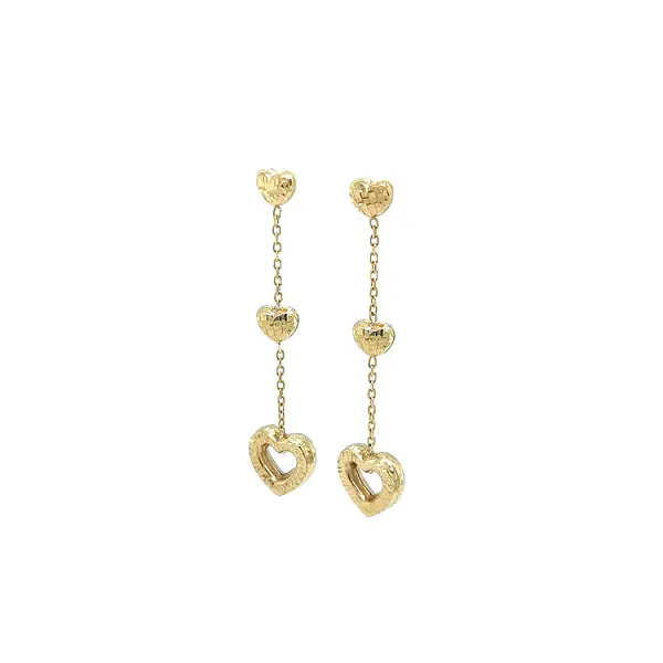 Gold Hanging Earrings Hearts