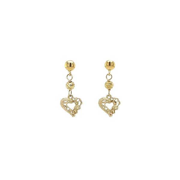 Gold Hanging Heart Earrings