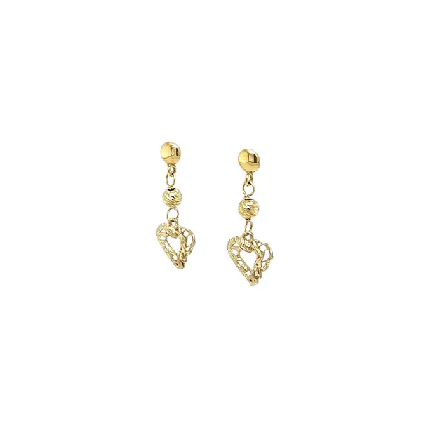 Gold Hanging Heart Earrings