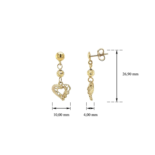 Gold Hanging Heart Earrings