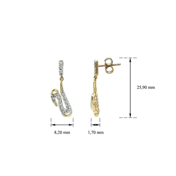 Gold Earrings with Zircons