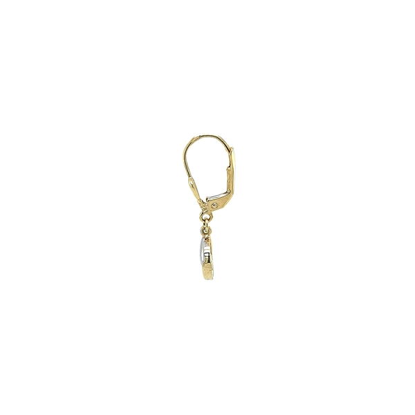 Pendant Earrings with Zircones in Combined Gold