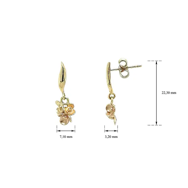 Gold dangle earrings flowers