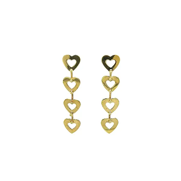 Gold Hanging Earrings Hearts