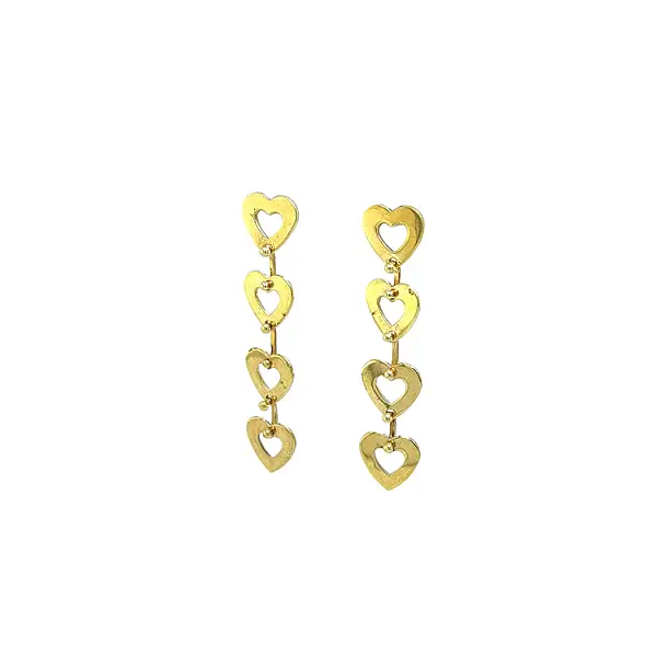 Gold Hanging Earrings Hearts