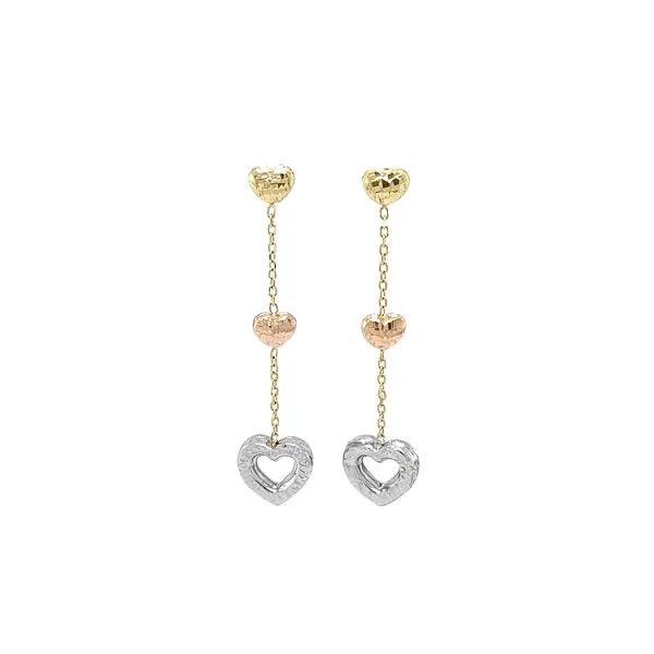 Pendant Earrings Hearts made of Combination Gold