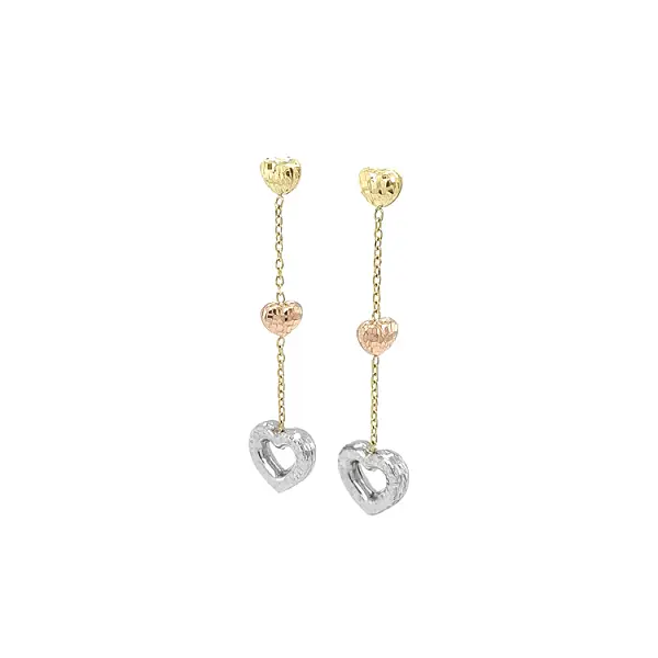 Pendant Earrings Hearts made of Combination Gold
