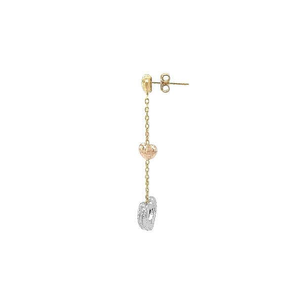 Pendant Earrings Hearts made of Combination Gold