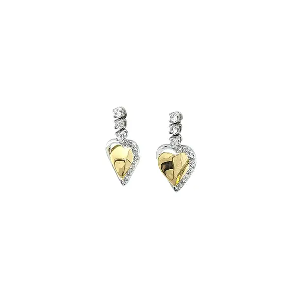 Pendant Earrings Heart with Zircones