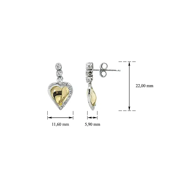 Pendant Earrings Heart with Zircones