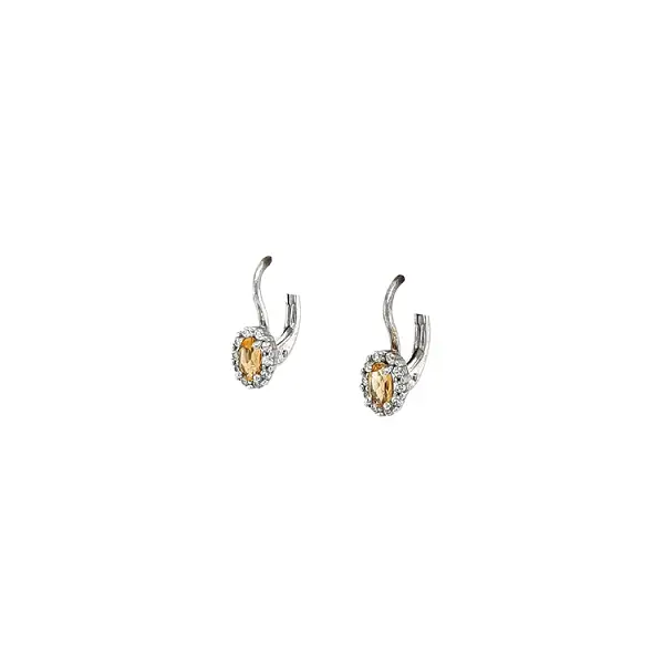 White Gold Citrine Earrings