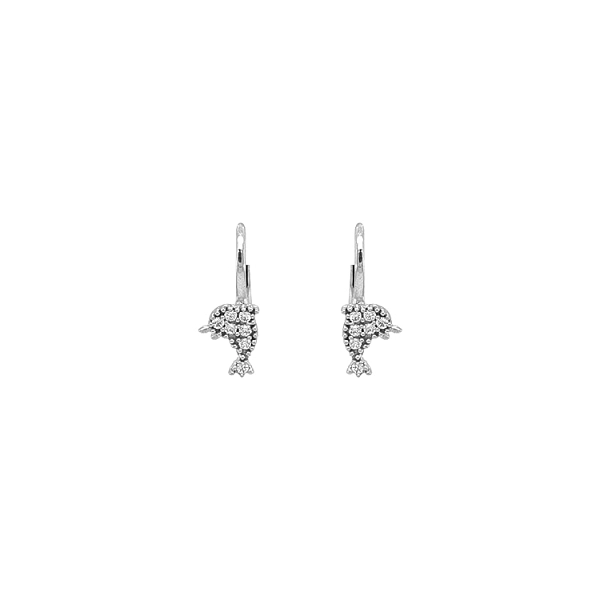 Children's Gold Earrings Dolphins with Zircones