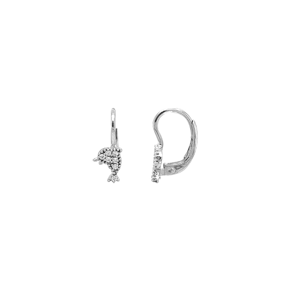 Children's Gold Earrings Dolphins with Zircones