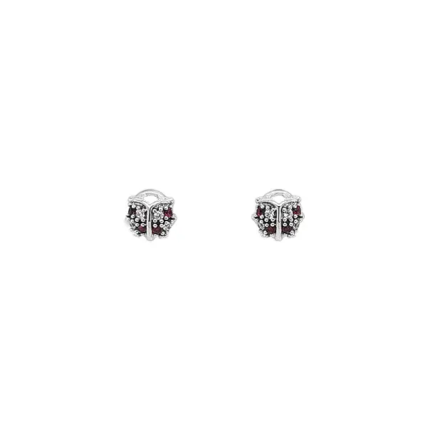 White Gold Earrings in Ladybug Shape with Zirconoys