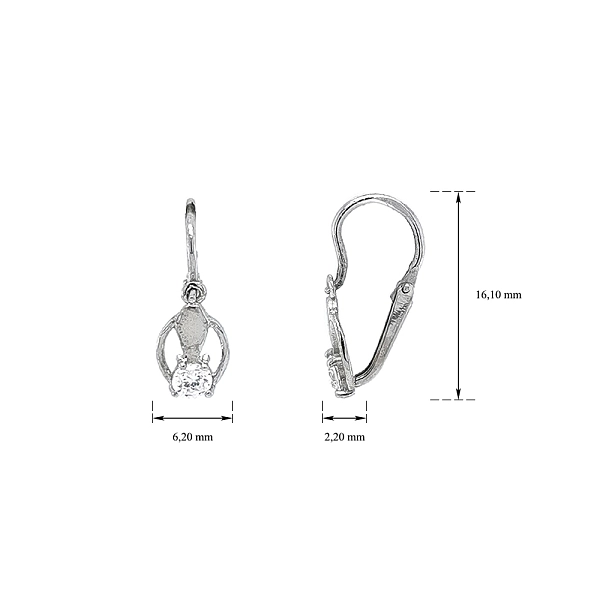 Children's Earrings with White Gold Zircons