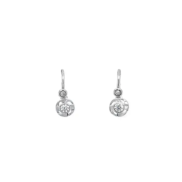 Children's Earrings with White Gold Zircons