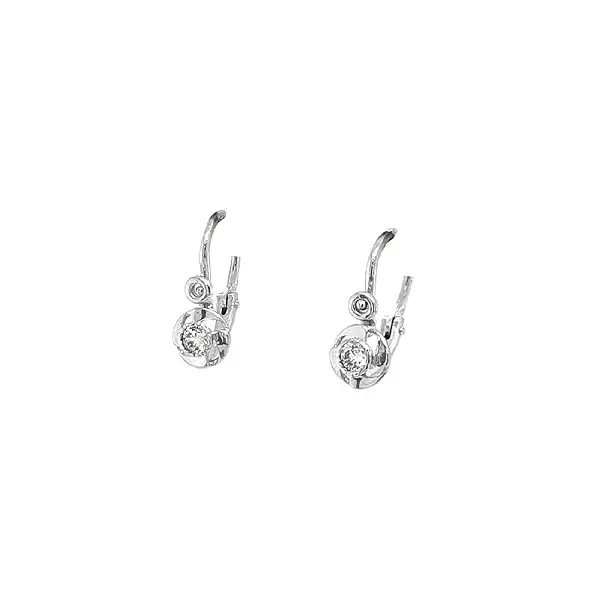 Children's Earrings with White Gold Zircons