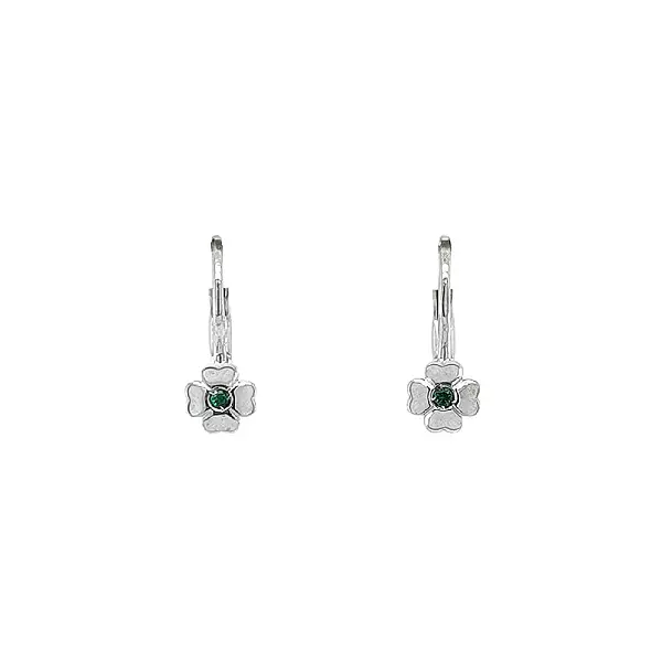 Earrings Quatrefoil with White Gold Emeralds
