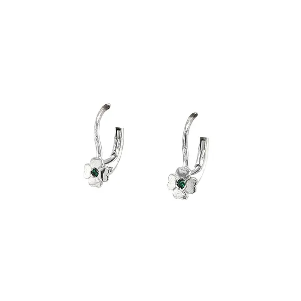 Earrings Quatrefoil with White Gold Emeralds
