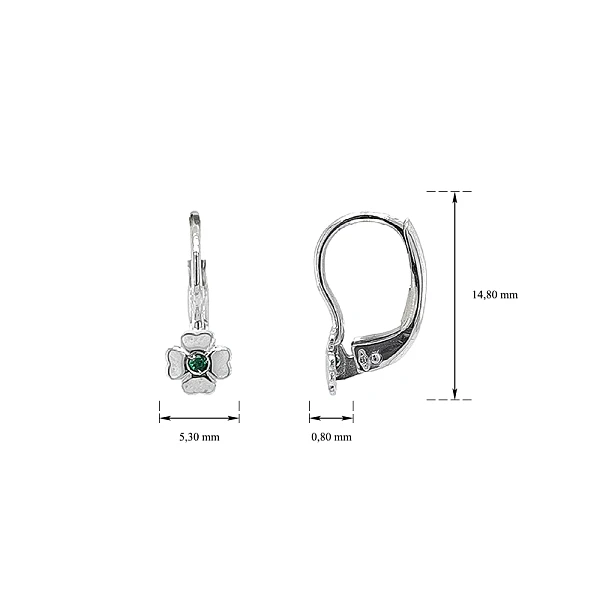 Earrings Quatrefoil with White Gold Emeralds