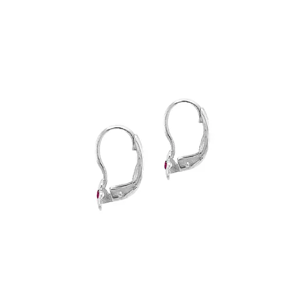Elegant white gold four-leaf earrings with ruby