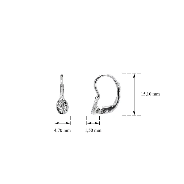 Earrings with White Gold Zircons