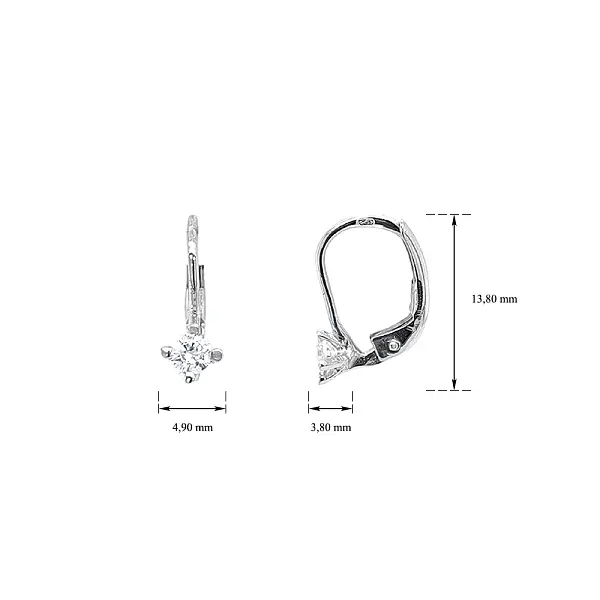 Earrings with White Gold Zircons