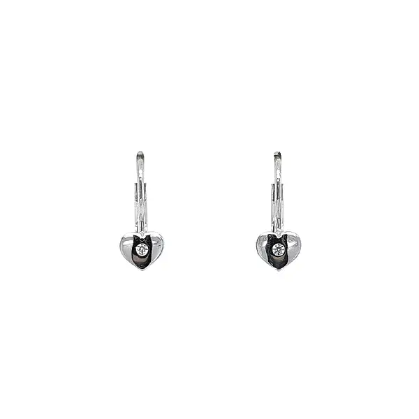 Earrings Hearts with White Gold Zircons
