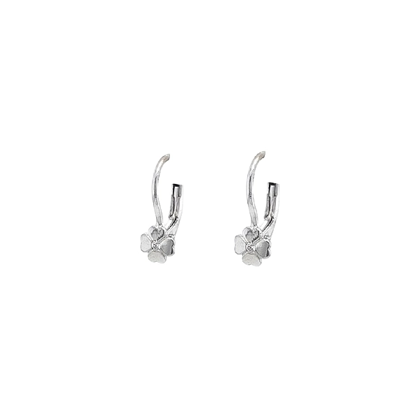 Gold Cloverleaf Earrings with Zircons