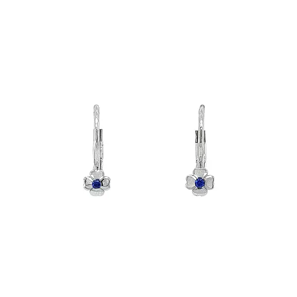 Earrings Quatrefoil with Sapphire from White Gold