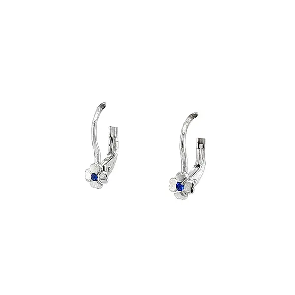 Earrings Quatrefoil with Sapphire from White Gold