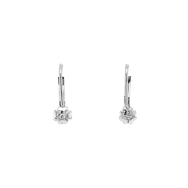 Earrings Quatrefoil with White Gold Zircons