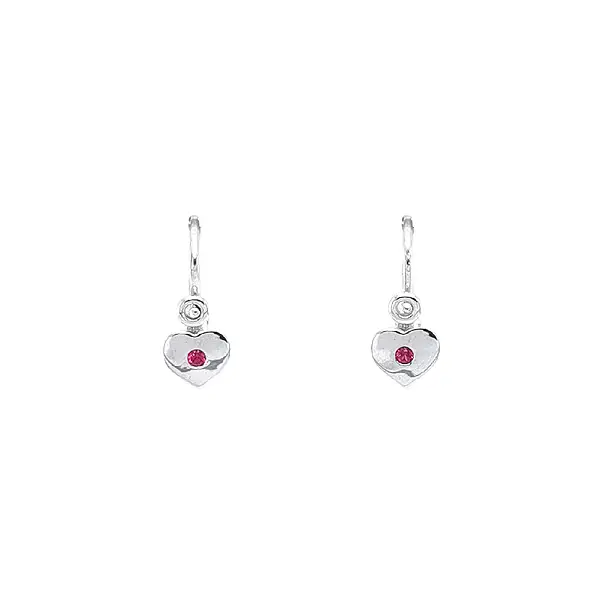 Children's Earrings with White Gold Rubies