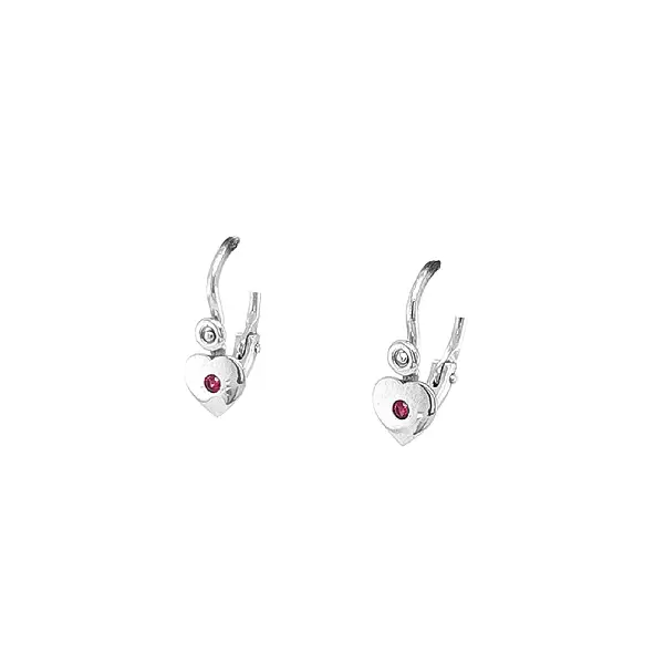 Children's Earrings with White Gold Rubies