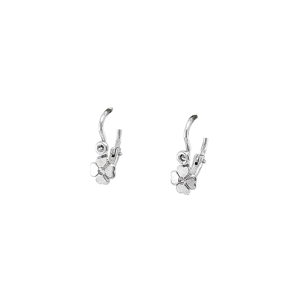 Children's Earrings Quatrefoil with Zircons
