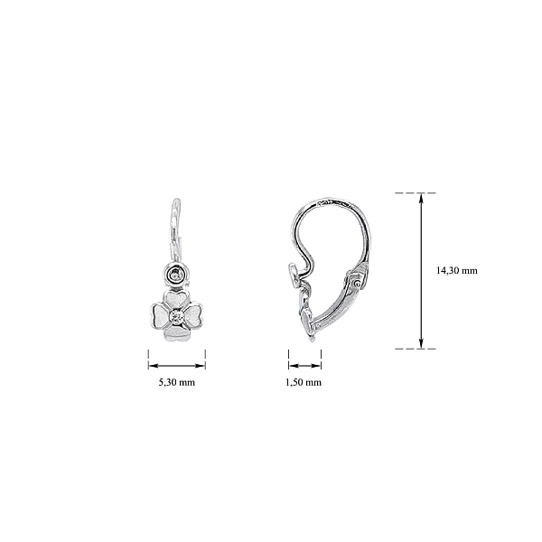 Children's Earrings Quatrefoil with Zircons