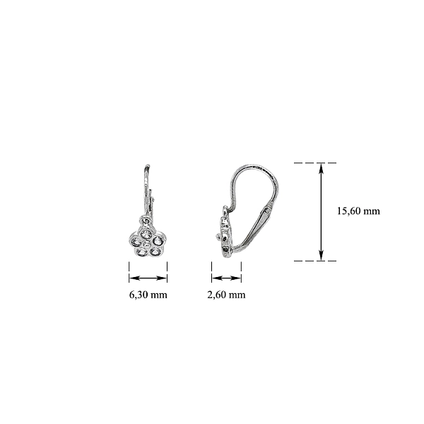 Children's Earrings with White Gold Zircons
