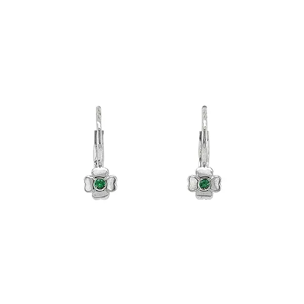 Earrings Quatrefoil with White Gold Emeralds