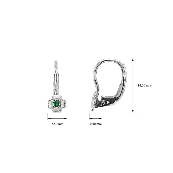 Earrings Quatrefoil with White Gold Emeralds