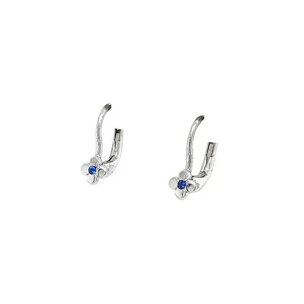 Earrings White Gold Flowers with Sapphire