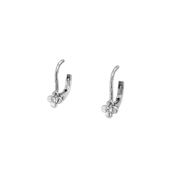 Earrings Flowers with White Gold Zircons