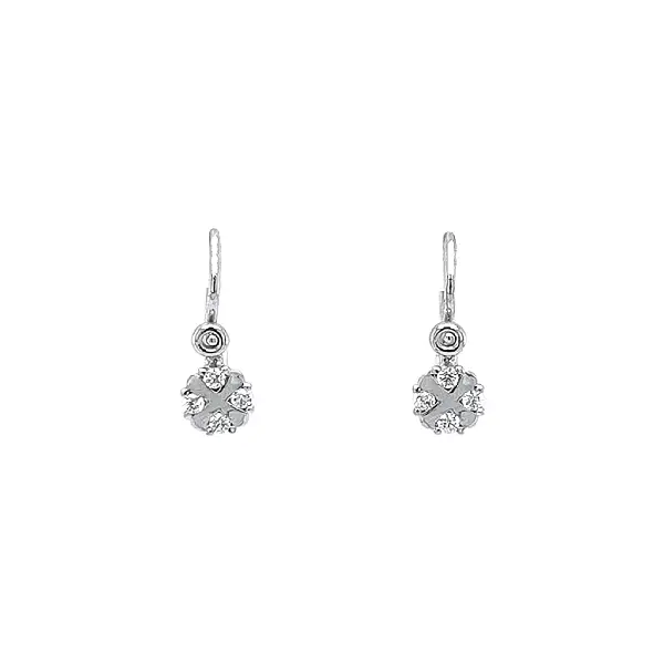 Children's Earrings with White Gold Zircons