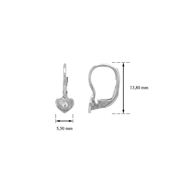 Gold Earrings Hearts with Zircons