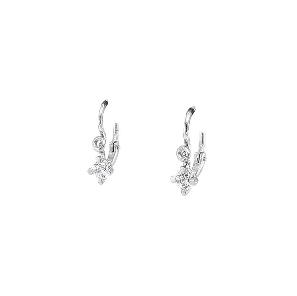 Children's Earrings with White Gold Zircons
