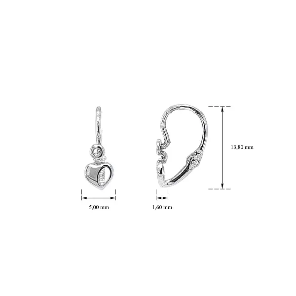 Children's Earrings Hearts in White Gold