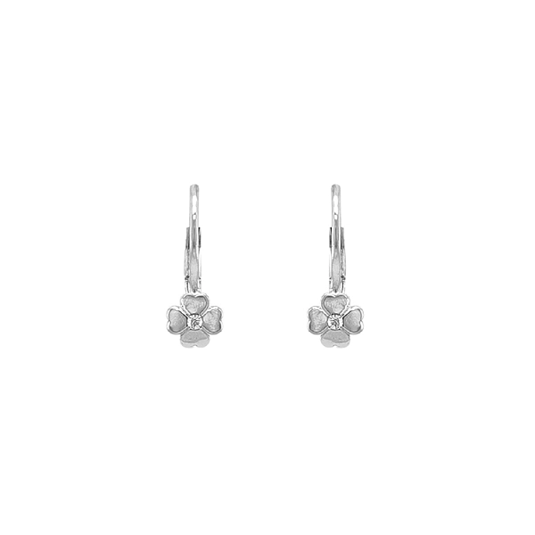 Gold Earrings Quatrefoil with Zircons