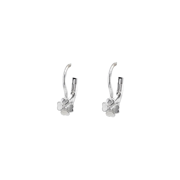 Gold Earrings Quatrefoil with Zircons
