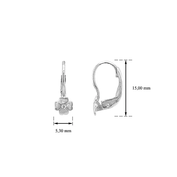Gold Earrings Quatrefoil with Zircons